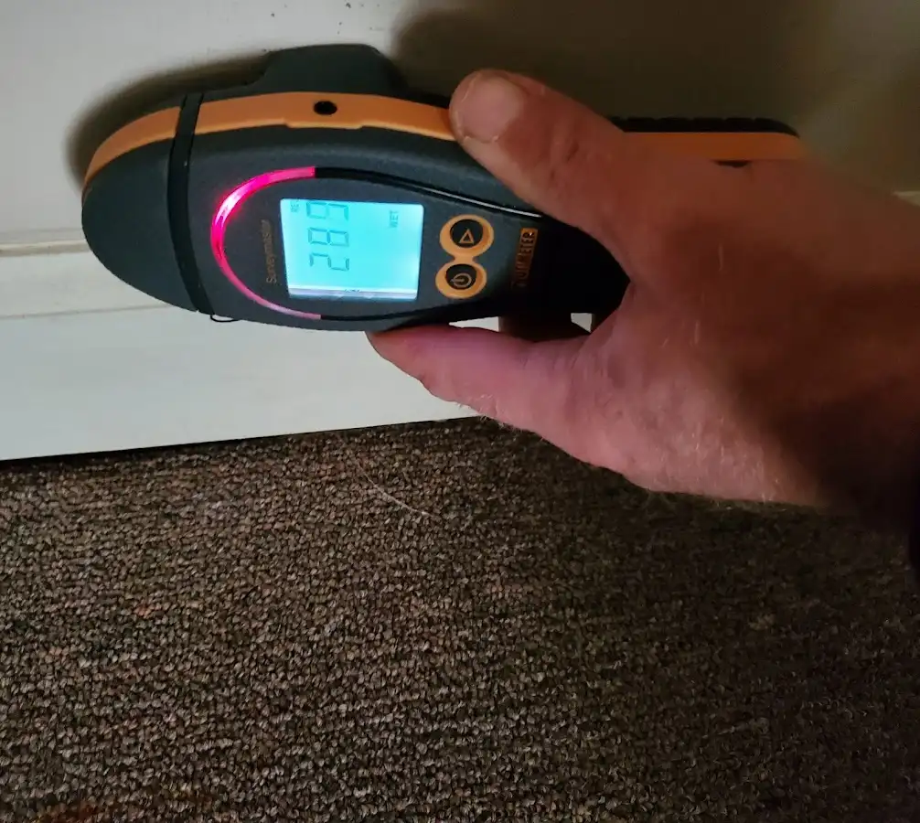 Moisture detection at baseboard during Burst Pipe Cleanup in Harwich